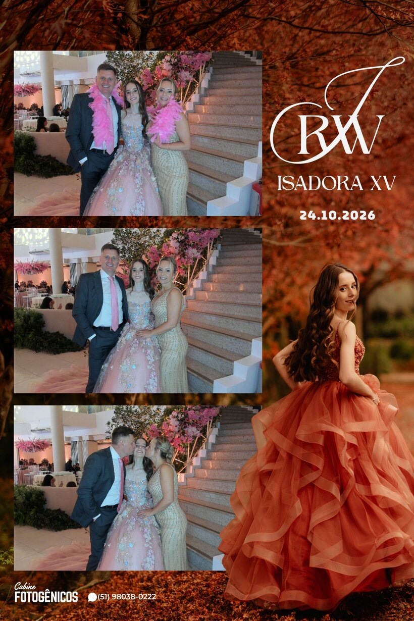 Layout de foto 10x15 dos 15 anos da Isadora