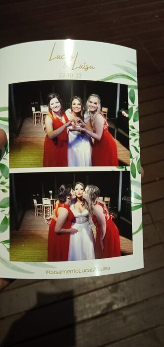 Foto lembrança impressa do casamento de Lucas e Luísa